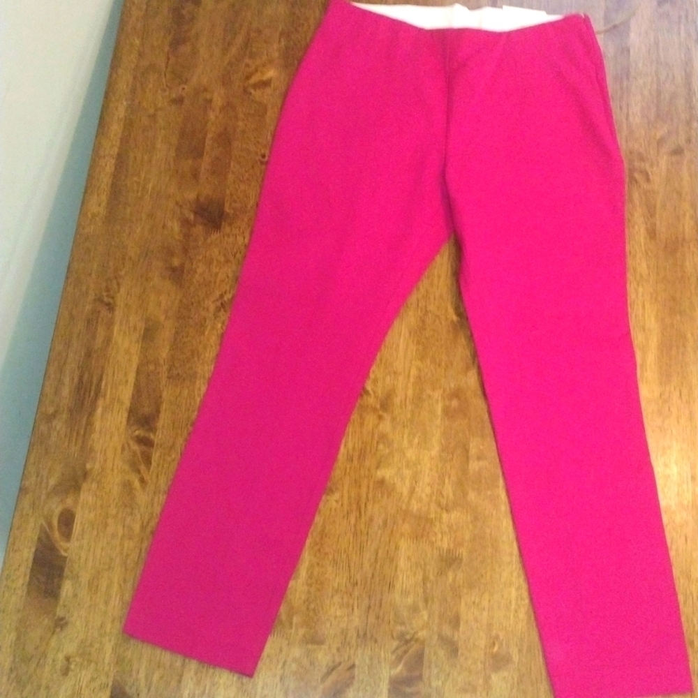 NWT Cotton Blend Pink Pull on Pants Slimmy Ankle High Rise Fit 8